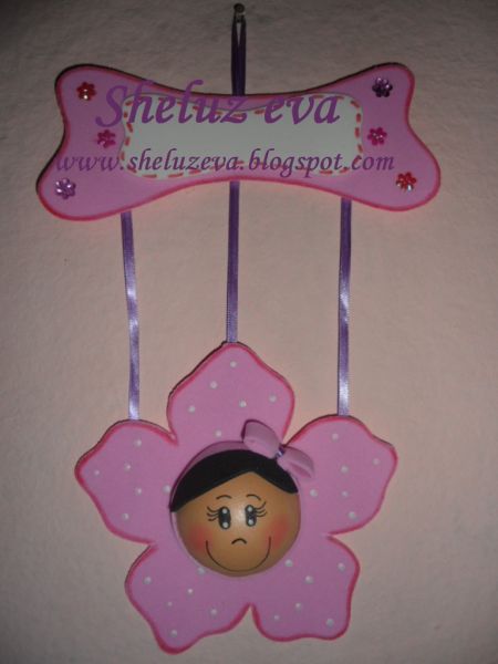 Placa de Porta Menina Flor